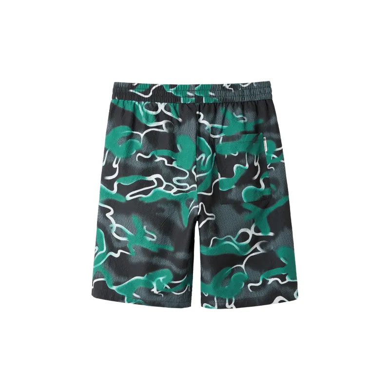HLA Casual Shorts Men's Emerald Green Pattern-1