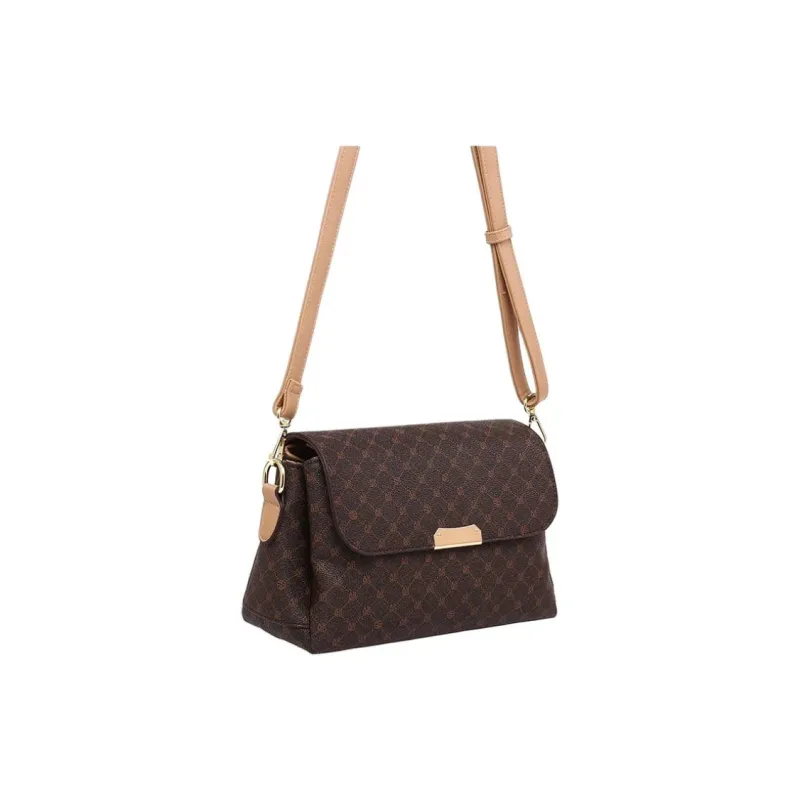 PESASRIE PVC One Shoulder Handbag Women's Coffee-2