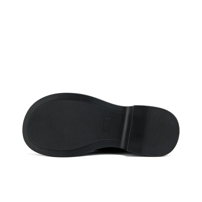 La Chapelle French Effortless Style Small Leather Shoes Versatile And Breathable Casual Single Shoes Women's Black-6