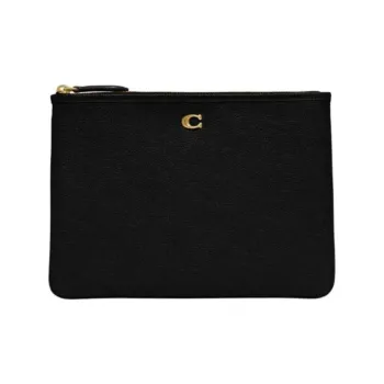 COACH Pouch Cow Leather Mahjong Set Clutches Large Size Unisex Black