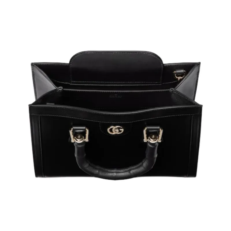 GUCCI Diana Leather Tote Bag, Shopping Bag, Shoulder Bag, Handbag Medium Size Women's Black-3