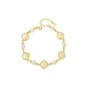 CHOW TAI KING Hetian Jade Bracelets White Jade/Pale Greenish White Jade Women's