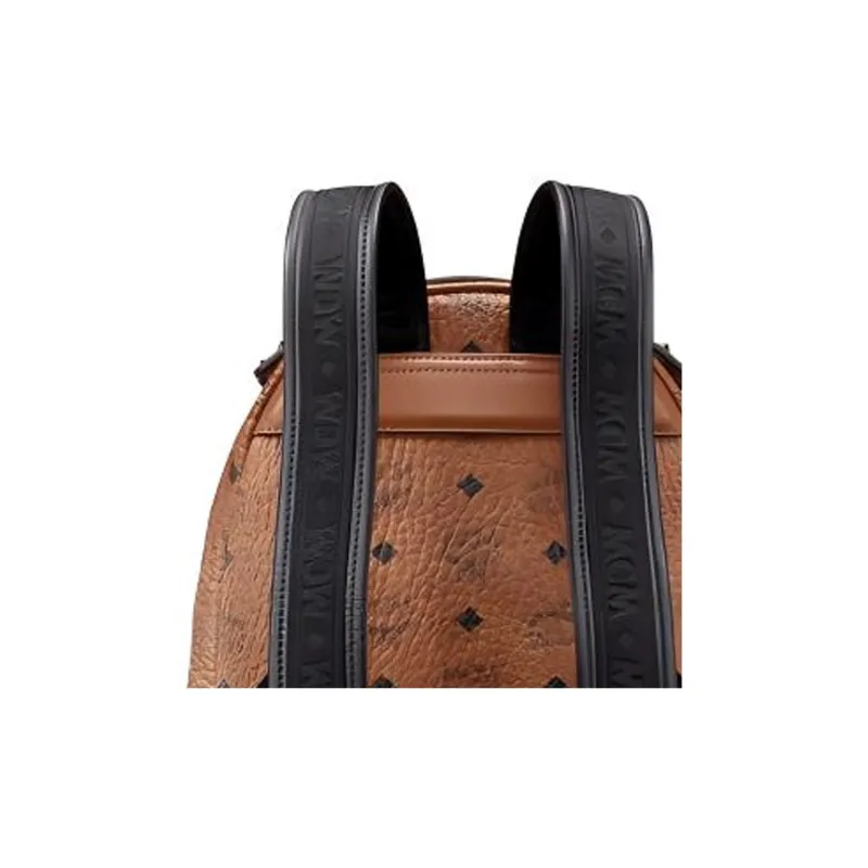 MCM Stark Visetos Artificial Leather Backpack Unisex Brown Cognac Multicolor-4
