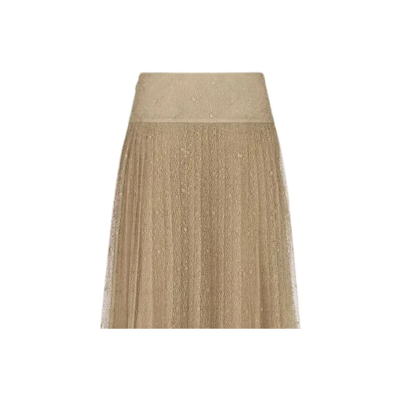 DIOR SS25 Casual Long Skirt Women's Gold-2