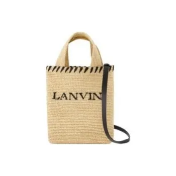 Lanvin Wicker One Shoulder Handbags Women's Natural & Black