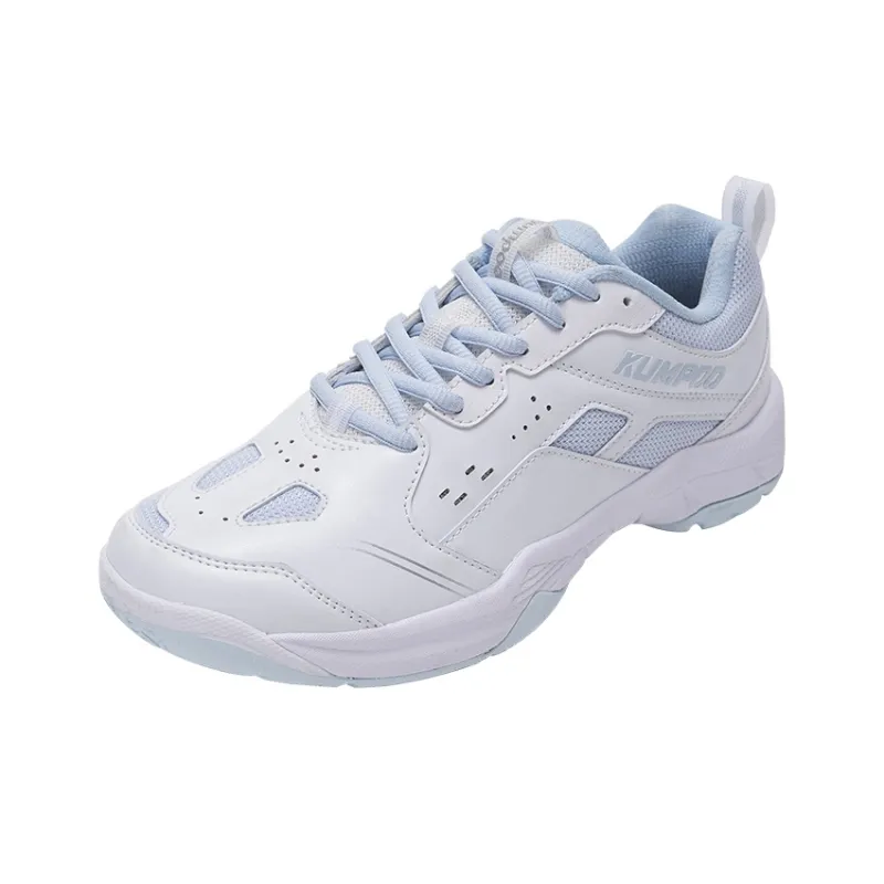 KUMPOO Cushioning Breathable Support Low-Top Badminton Shoes Unisex White Light Blue-2