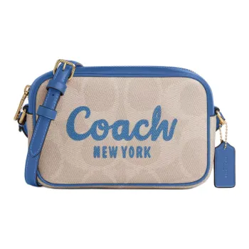 COACH Jamie Canvas Camera Bag, Crossbody Bag, Shoulder Bag Small Size Women's White & Blue