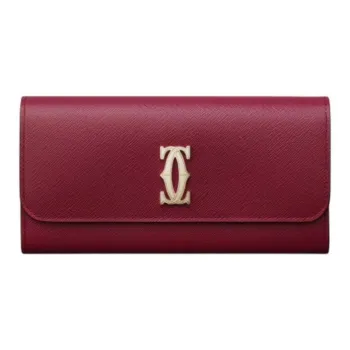 CARTIER C De Cartier Collection Calfskin Wallet Women's Cherry Red