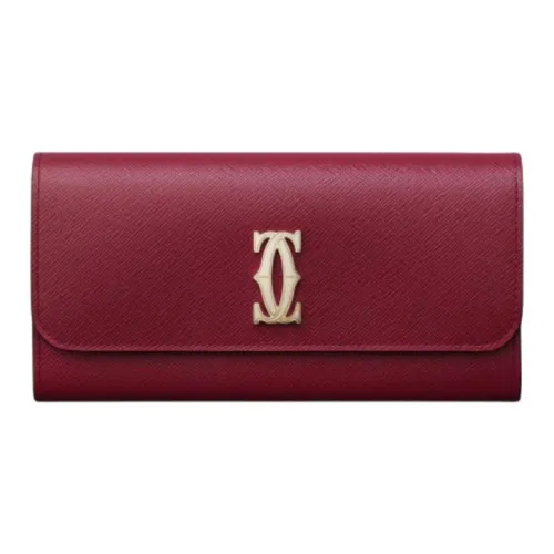 CARTIER C De Cartier Collection Calfskin Wallet Women's Cherry Red