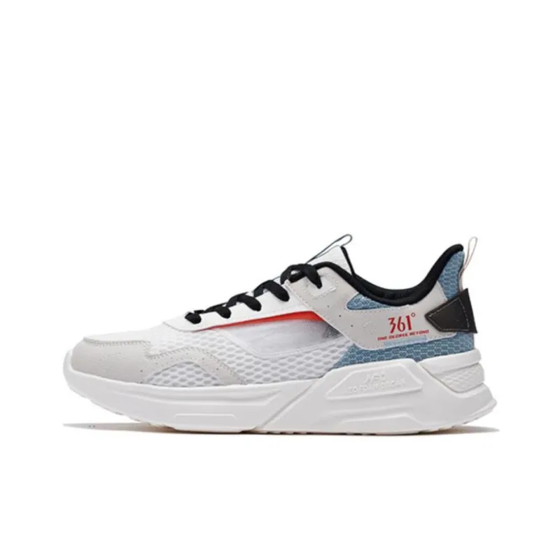 361° Anti Slip And Wear Resistant Height Increasing Low Top Running Shoes Men's White Blue-0