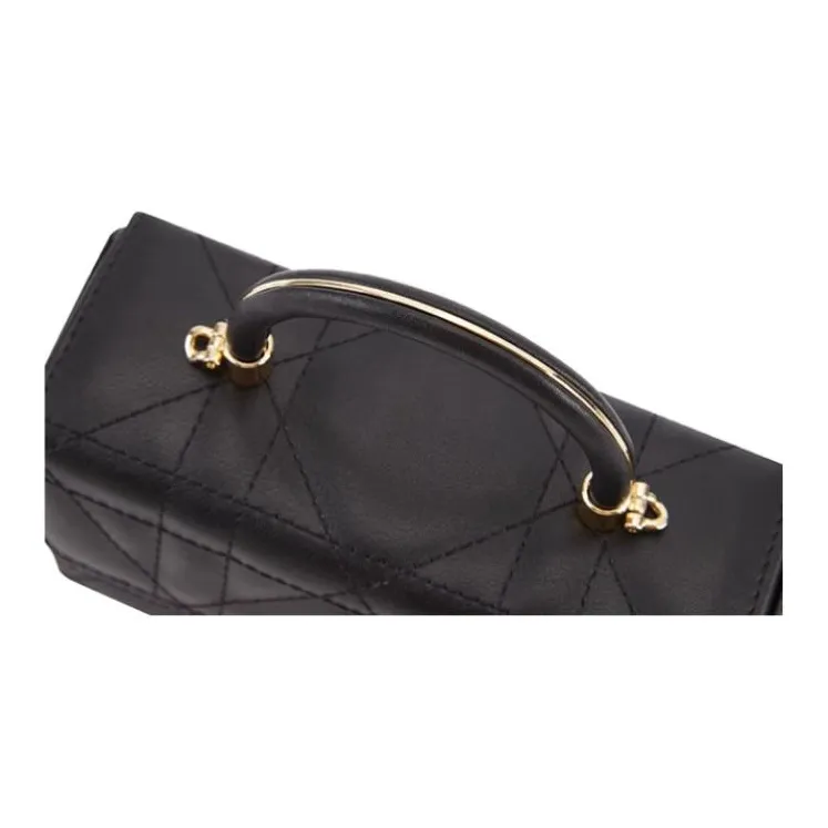 ELLE Split Cow Leather Small Square Bag, One Shoulder Handbag Small Size Women's Multicolor-4
