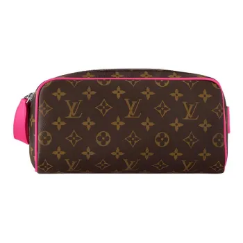 LOUIS VUITTON Dopp Kit Leather Toiletry Bag Regular Men's Rose Red & Brown