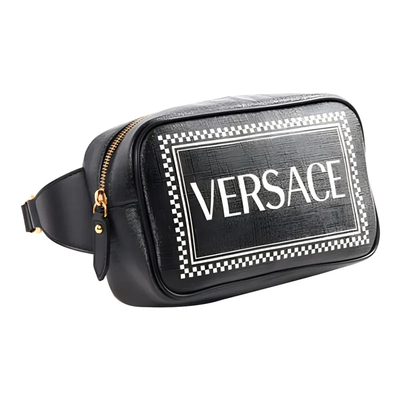 VERSACE Leather Sling Bag Fanny Pack Women's Black-1