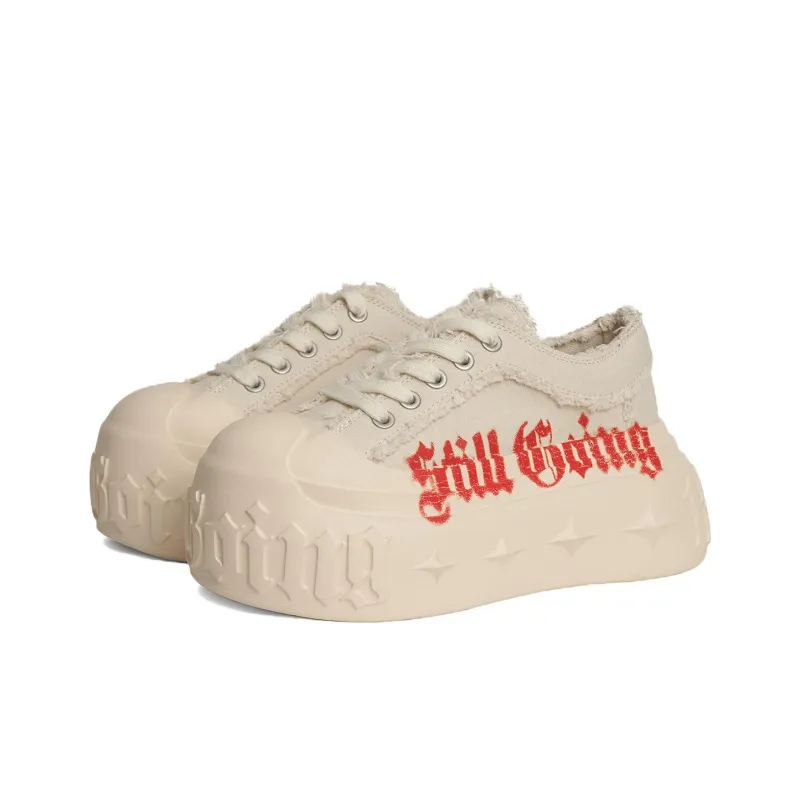 1807 Slip Resistant Height Increasing Abrasion Resistant Low Top Canvas Shoes Unisex Beige-1