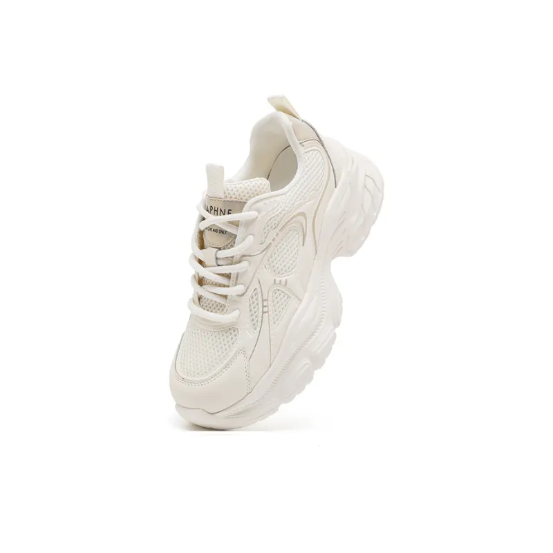 DAPHNE Anti Slip Wear Resistant Low Top Chunky Sneakers Women's Beige Gold-2