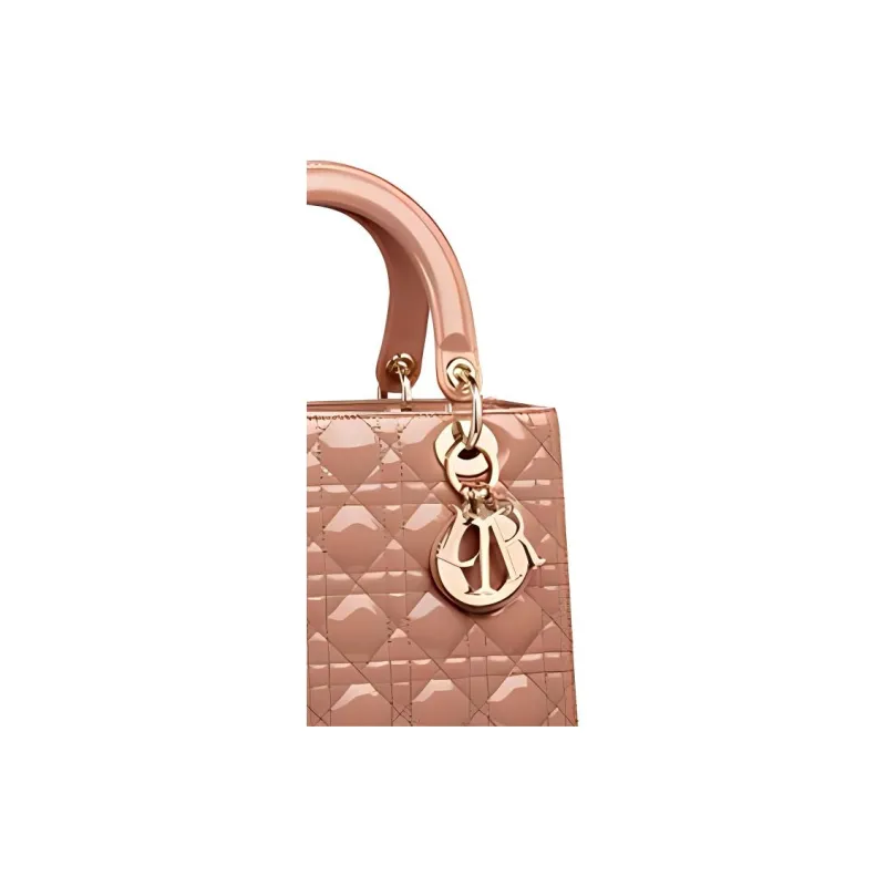 DIOR Lady Dior Cow Leather Handbag Medium Size Women's Rose Pink-3
