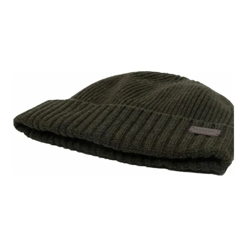 BARBOUR Logo Patch Knitted Beanie-3