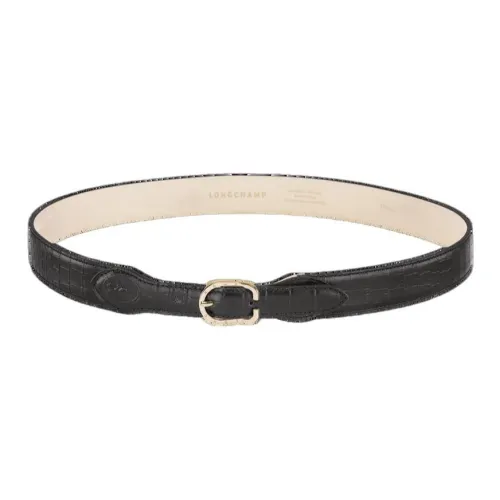LONGCHAMP Calfskin Hardware Leather Belts Women's Black 3CM