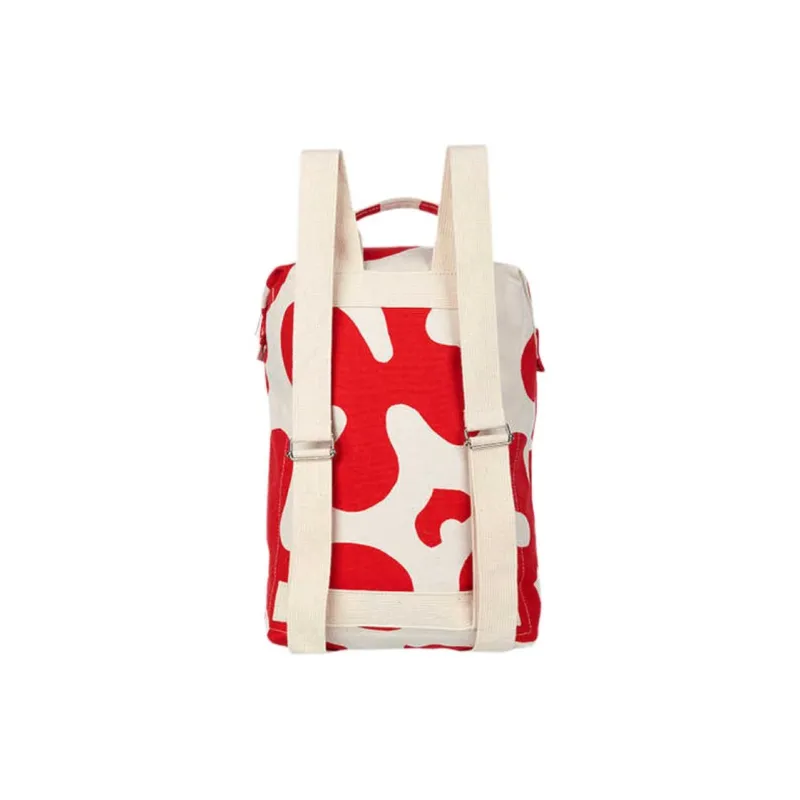 Marimekko Cotton Backpack Large Size Unisex Red & White-1