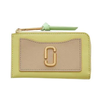 MARC JACOBS Snapshot Leather Wallet Women's Light Green & Beige
