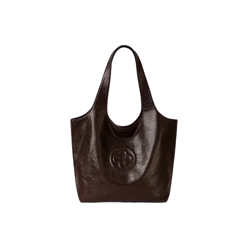 CASSILE Italy Version Imported Sheepskin Crystal Sheepskin Lightweight Tote Shoulder Bag Large Size Women's Chocolate-1