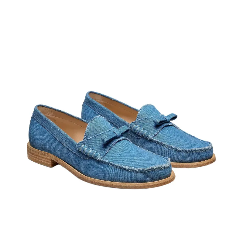Stuart Weitzman/SW Lottie Bow Loafers Women's Blue-2