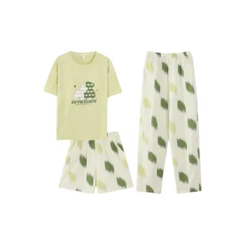 Qiao Ni Tong Pajama Set Women's Yellow Green