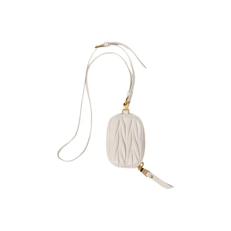 MIU MIU Matelassé Soft Sheepskin Clutch Mini Women's White-1
