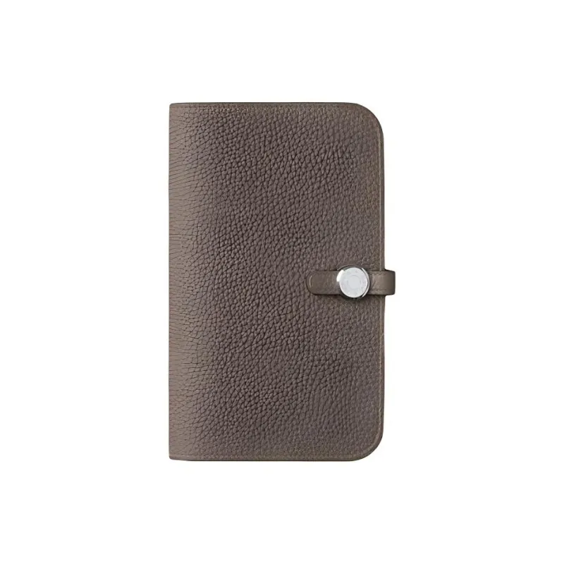 HERMES Dogon Duo Togo Calfskin Wallet Women's 8F Gris Etain Tin Gray-1