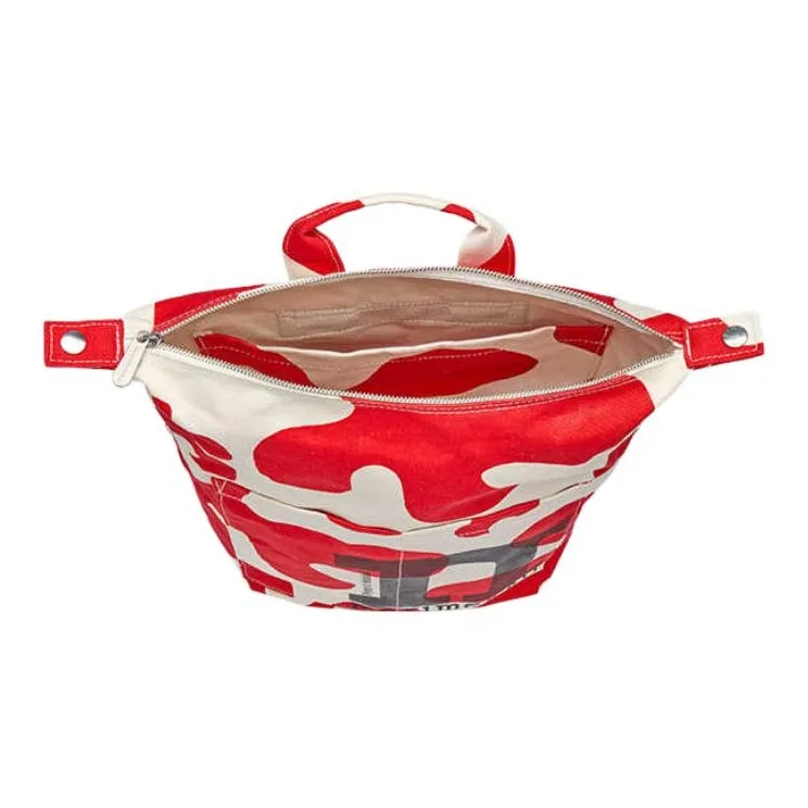 Marimekko Cotton Backpack Large Size Unisex Red & White-2