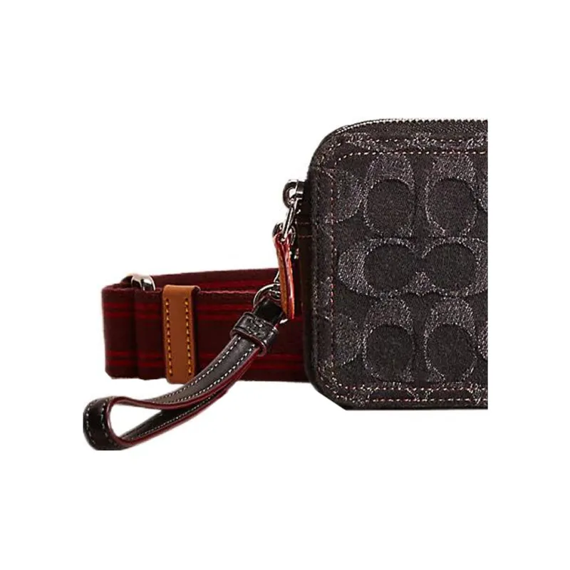 COACH Kira Iconic Denim With Calfskin Camera Bag Shoulder Bag Crossbody Bag Small Size Women's Black-1