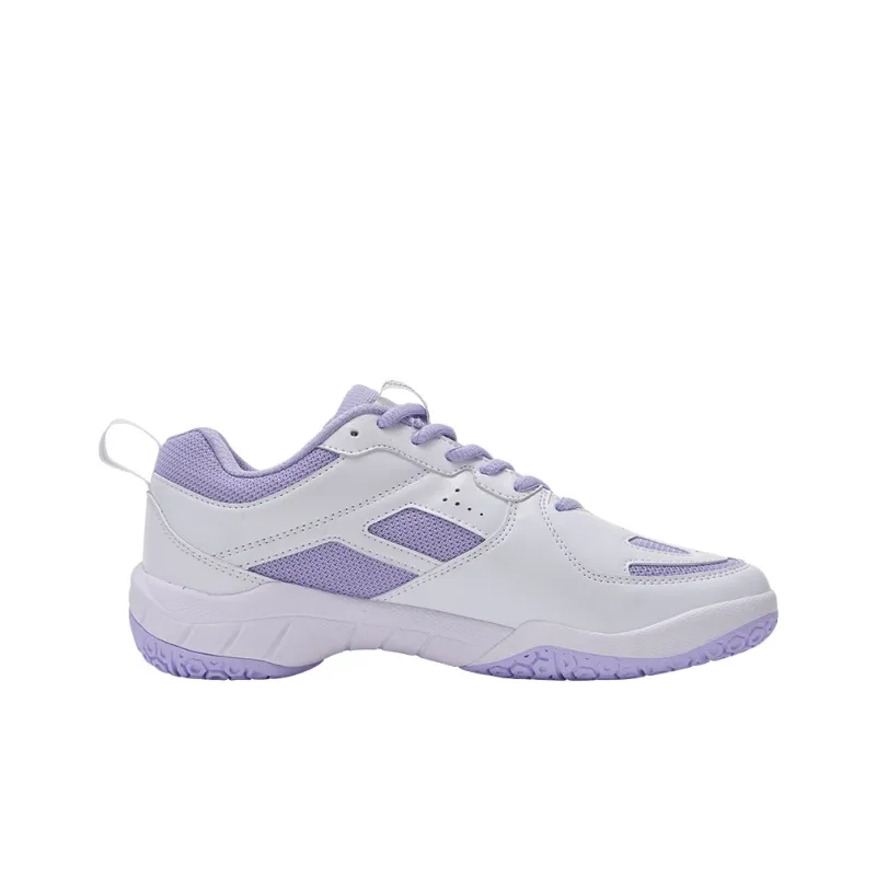 KUMPOO Cushioning Breathable Support Low-Top Badminton Shoes Unisex White Purple-1