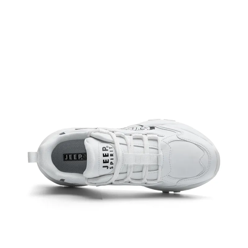 JEEP SPIRIT Slip Resistant, Abrasion Resistant, Waterproof, Height Increasing Low Top Chunky Sneakers Men's White-4