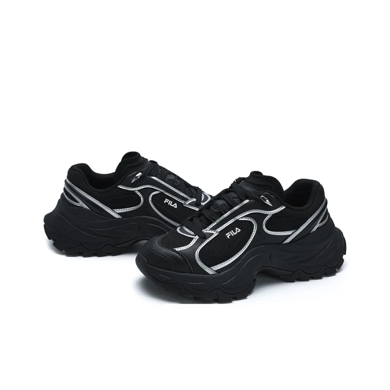 FILA SOFIA 4 Abrasion-Resistant Low-Top Chunky Sneakers Women's Black White-3