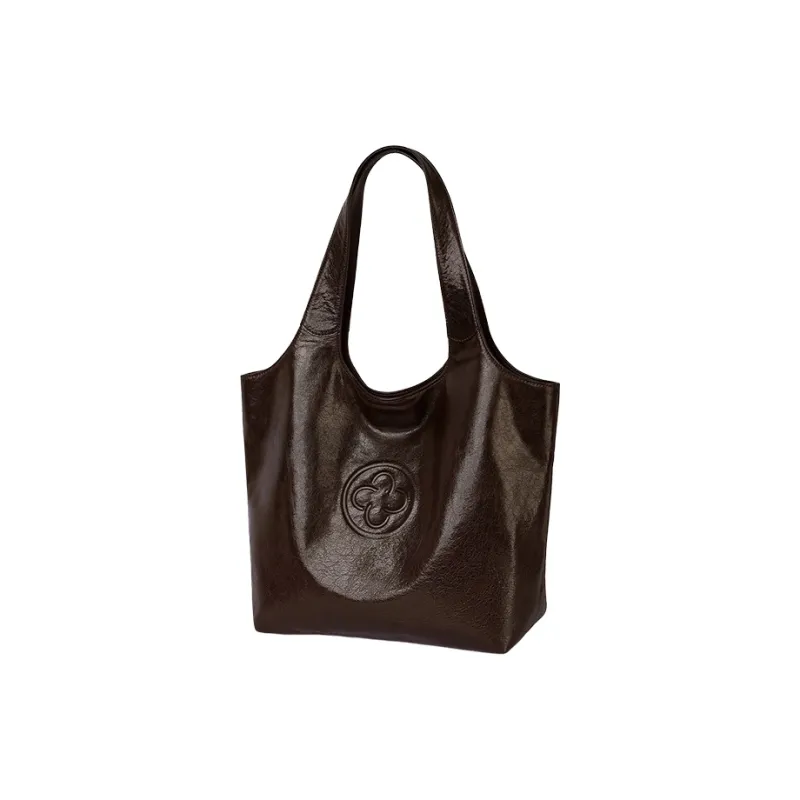 CASSILE Italy Version Imported Sheepskin Crystal Sheepskin Lightweight Tote Shoulder Bag Large Size Women's Chocolate-2