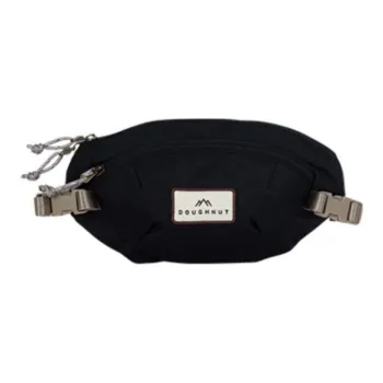 Doughnut Nylon Fabric One Shoulder Crossbody Fanny Pack Women's Black