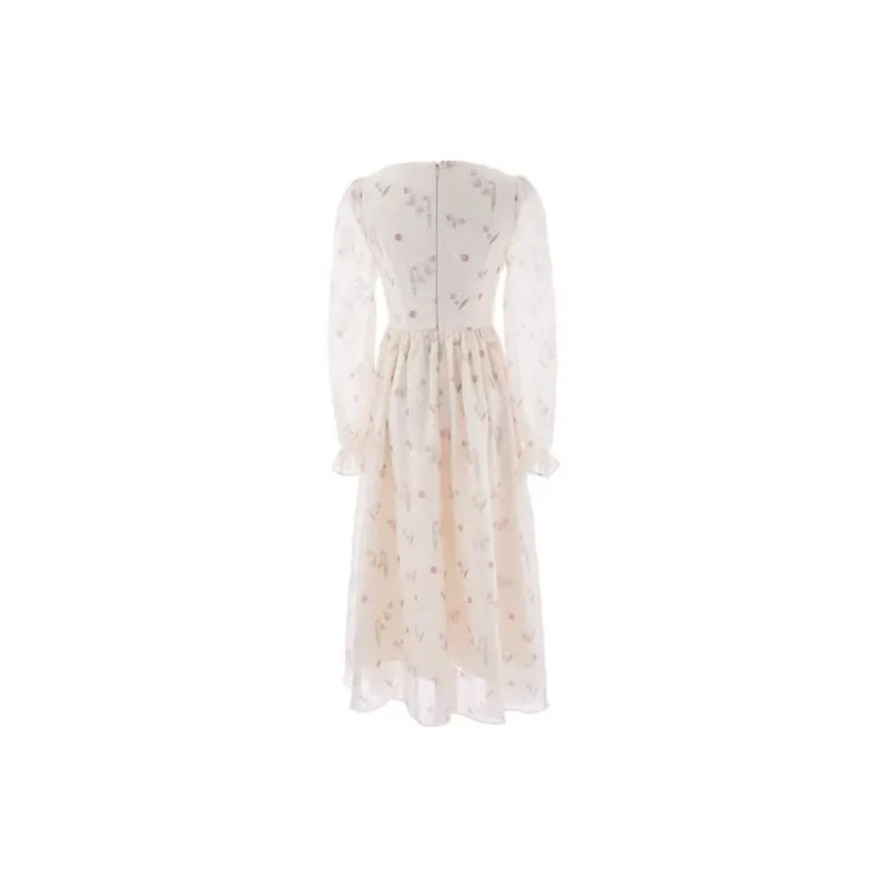 AFGGD Long-Sleeved Dresses Women's Apricot-1