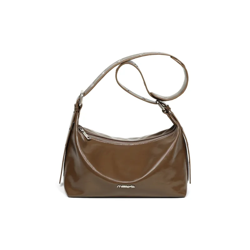 MILLIE'S Cow Leather Underarm Shoulder Bag, Crossbody Bag, Bucket Bag Women's Brown-3