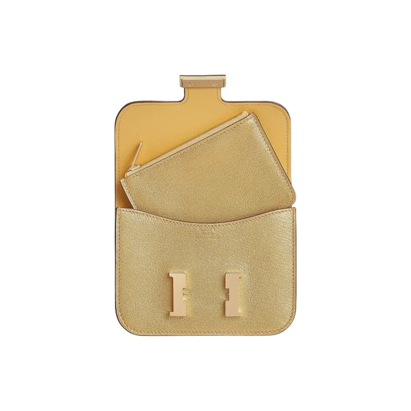HERMES Constance Slim Chamkilight Goatskin Wallet Women's Burnished Gold-2
