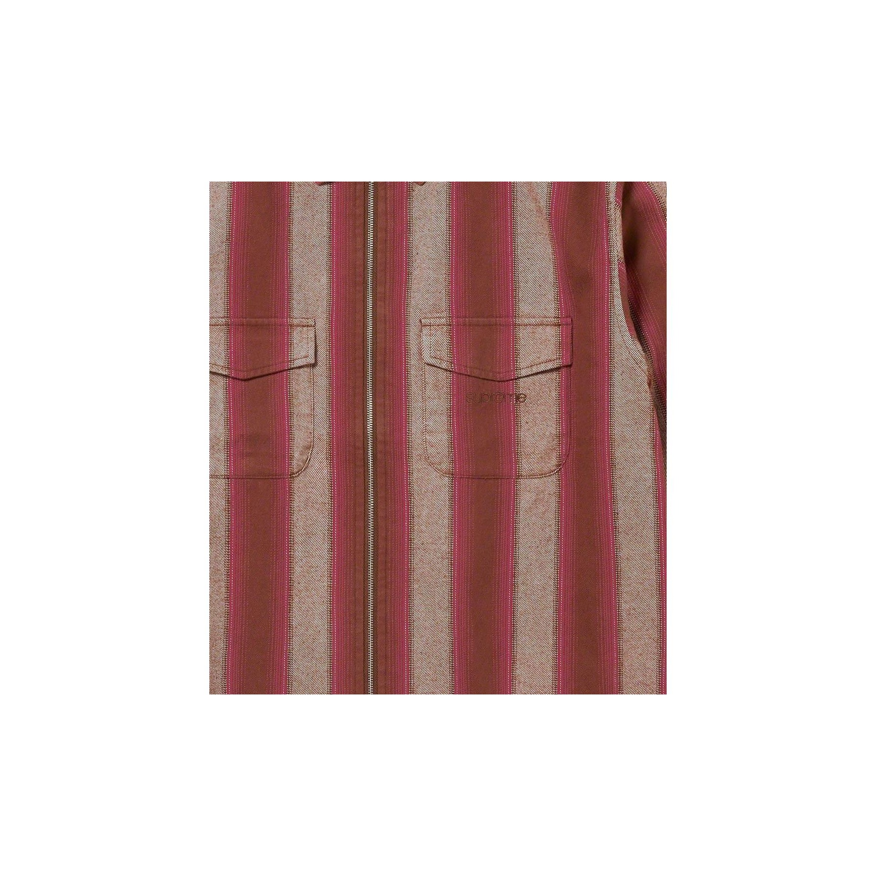Supreme Stripe Flannel Zip Up Shirt - POIZON