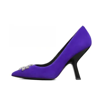 TORY BURCH Logo Buckle Suede Pumps