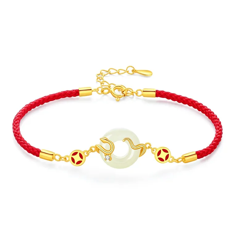 Lao Feng Xiang Hetian Jade Bracelets Green Jade Women's-0