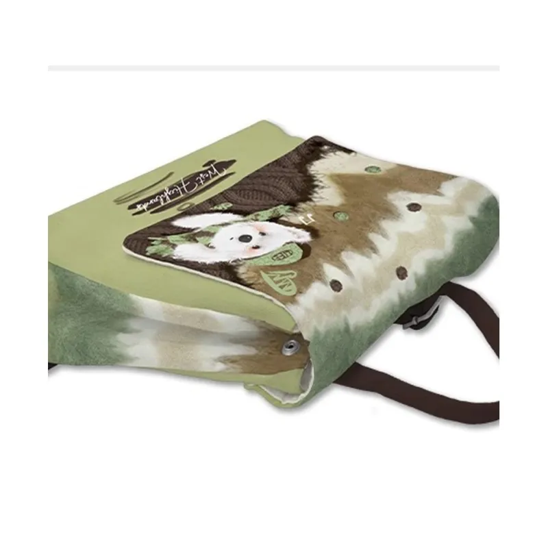 AOSONG Suede Technology Fabric Backpack Regular Women's Green/Brown/Black-2