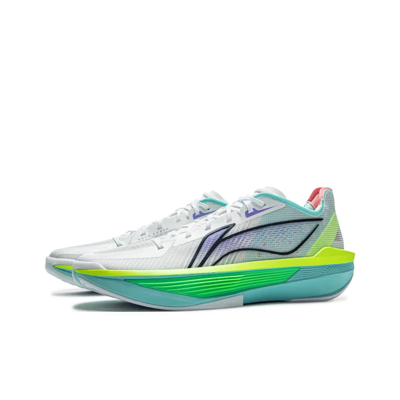 LiNing Ultra Light Cushioned Slip-Resistant Lightweight Low-Top Basketball Shoes Men's White Green-2