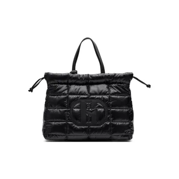 HAZZYS Polyurethane Tote Bag, Shopping Bag, Shoulder Bag, Handbag Tubas Women's Black