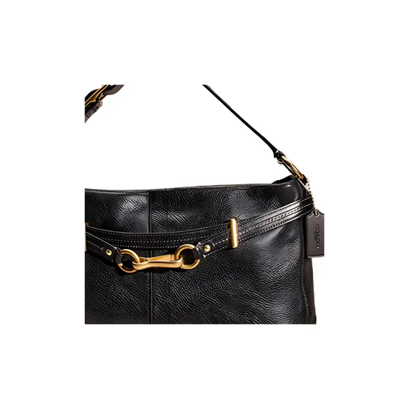 COACH Hamptons Leather Hobo Bag Handbag Shoulder Bag Large Size Women's Black-2