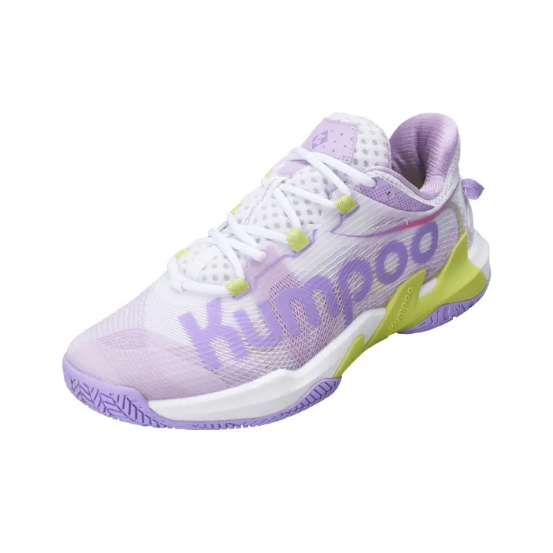 KUMPOO Cushioning Breathable Support Low-Top Badminton Shoes Unisex White Purple-2