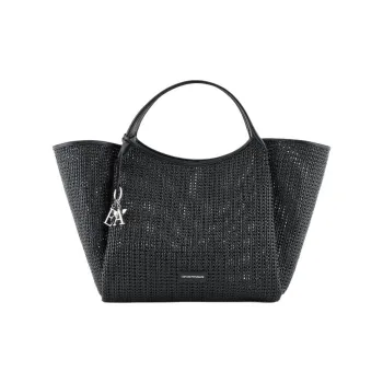 EMPORIO ARMANI Polyester Tote Bag, Shopping Bag, Handbag Extra Large Women's Black