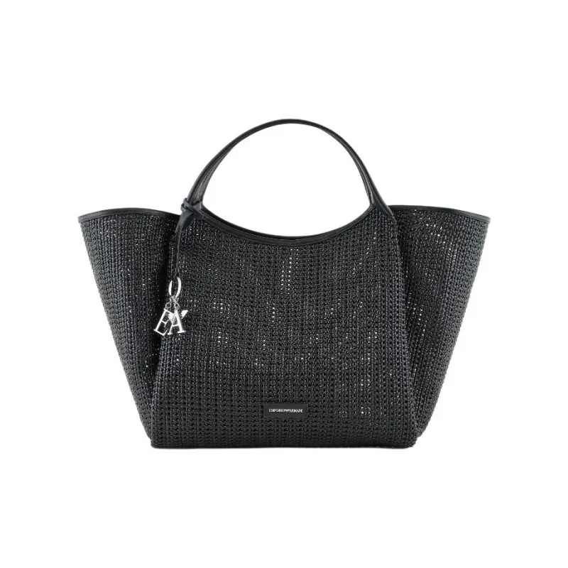 EMPORIO ARMANI Polyester Tote Bag, Shopping Bag, Handbag Extra Large Women's Black-0