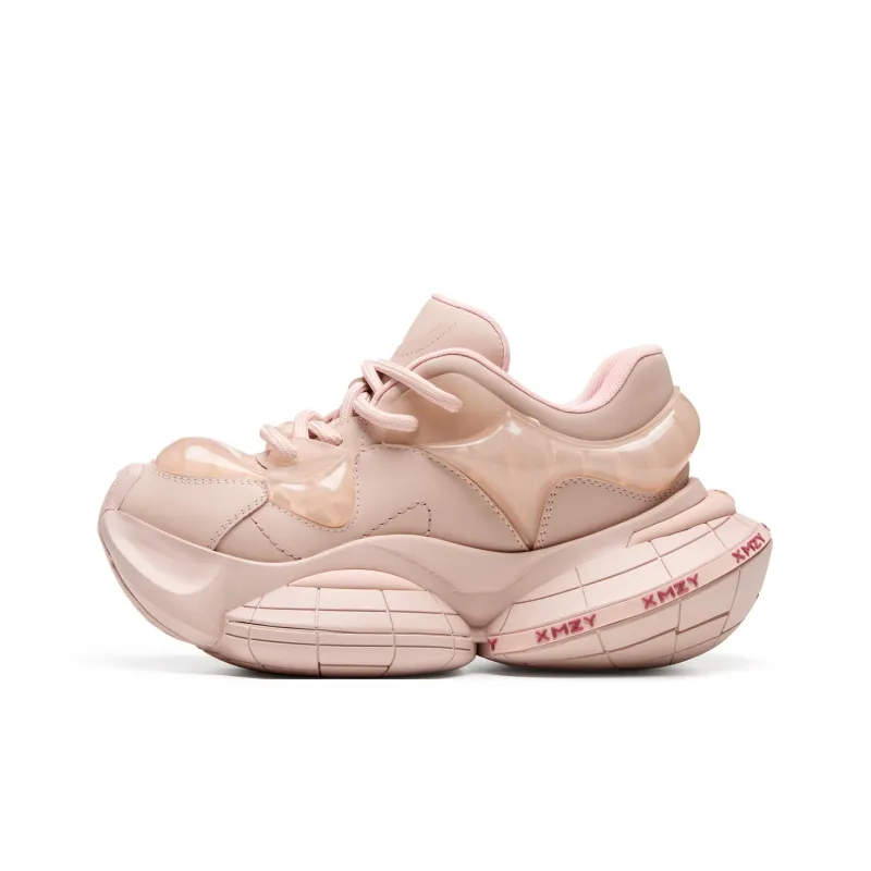 XMZY Interstellar Frisbee Series Chunky Sneakers Women's Low Top Cold Light Gunmetal/Angora Red/Guava Pink/Sand Peach/Pearl White-12